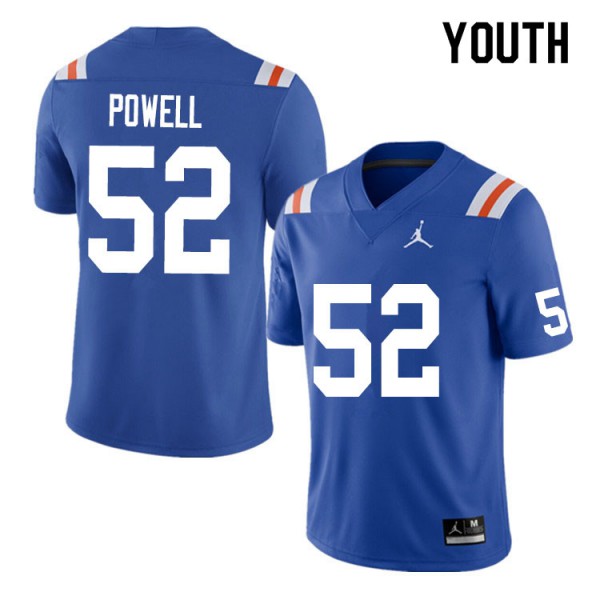 Youth #52 Antwuan Powell Florida Gators College Football Jersey Throwback